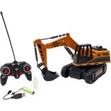 Tastech 1/20 Uzaktan Kumandalı Ekskavatör Şarjlı Işıklı Duman Çıkaran Iş Makinesi Paletli Excavator