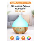 Tastech 160ML MİNİ ODA HAVA NEMLENDİRİCİ ULTRASONİC AROMA HUMUDİFİER RGB LED IŞIKLI BUHAR MAKİNESİ kahverengi-acik KJR-133