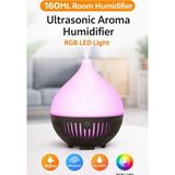 Tastech 160ML Mini Oda Hava Nemlendirici Ultrasonic Aroma Humudifier Rgb LED Işıklı Buhar Makinesi - Kahverengi