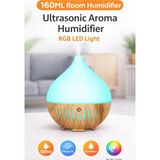 Tastech 160ML Mini Oda Hava Nemlendirici Ultrasonic Aroma Humudifier Rgb LED Işıklı Buhar Makinesi Koyu - Kahverengi