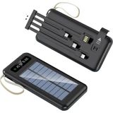 Tastech 20000 Mah Solar Powerbank Güneş Enerjili USB Çıkışlı Kablolu LED Işıklı Taşınabilir Şarj - Siyah