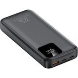 Tastech 20000MAH Powerbank 22.5W Hızlı Şarj Özellikli Type C ve Lightning Kablolu Pd Taşınabilir Şarj Aleti - Siyah
