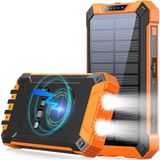 Tastech 20000MAH Solar Powerbank Wireless Kablosuz Şarj Özellikli Kendinden Kablolu Taşınabilir Şarj Aleti - Turuncu