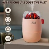 Tastech 280ML Mini Oda Hava Nemlendirici Volkanik Alev Görsel LED Işıklı Buhar Makinesi - Pembe