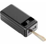 Tastech 30000MAH 4 USB Çıkışlı Powerbank Type C Lightning ve Mikro USB Girişli El Fenerli - Siyah