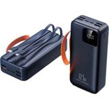Tastech 30000MAH Powerbank 22.5W Hızlı Şarj Özellikli Type C ve Lightning Kablolu Pd Taşınabilir Şarj Aleti - Siyah