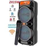 Tastech 30W Kablosuz Mikrofonlu Karaoke Hoparlör Şarjlı Taşınabilir Bluetooth Speaker - Siyah
