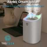 Tastech 3L Ultrasonik Oda Hava Nemlendirici Çift Sprey Aromatherapy Ev Ofis Humudifier Rgb Işıkli Beyaz