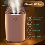 Tastech 3L Ultrasonik Oda Hava Nemlendirici Çift Sprey Aromatherapy Ev Ofis Humudifier Rgb Işıkli Pembe