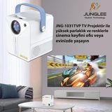 Tastech Android 4K Ultra Hd Wifi Projeksiyon Cihazı USB Hdmi Tf Card Girişli Dahili Hoparlör Ekran Yansıtma - 1BW-Beyaz