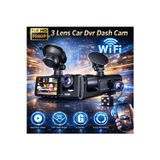 Tastech Black Box WiFi Destekli Full HD 1080P 3’lü Araç Kamerası (Ön + İç + Arka Kamera) Dvr Car Dashcam