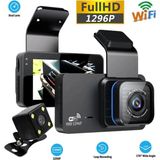 Tastech Black Box Wifi Li Araç Içi Kamera 3 Inç Ekranlı Ön ve Geri Görüş Kameralı Mikrofonlu 1296P Super Hd