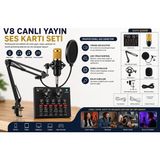 Tastech BM-800 + V8 ses kartı kiti Podcast ekipman paket ses ağı Profesyonel Studyo Mikrofonu Karaoke diyafram kondenser mikrofon Karaoke kiti