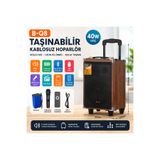Tastech bq8 tasinabilir buyuk boy kablosuz hoparlor sarjli bluetooth speaker hafiza karti ve usb girisli ses sistemi uzaktan kumandali fm radyolu kablosuz mikrofonlu 40w ahsap kabin ses bombasi kahv BQ8-HOPARLÖR