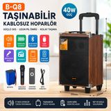 Tastech BQ8 Taşınabilir Kablosuz Hoparlör, 40W, Bluetooth, FM Radyo, Uzaktan Kumanda, Kahverengi