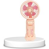 Tastech Brushless Turbo Motor Şarjlı El Fanı Masaüstü ve Taşınabilir Mini Vantilatör 5 Kademeli Fan -Pembe