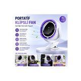 Tastech BWFN16 Klipsli Fan Masaüstü ve Bebek Arabası için Şarjlı Mandallı Vantilatör 1800RPM 3600MAH Serinletici Mini Klima BWFN16-KLİPSLİ-FAN