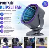 Tastech BWFN16 Klipsli Fan Masaüstü ve Bebek Arabası Için Şarjlı Mandallı Vantilatör 1800RPM 3600MAH Serinletici Mini Klima-Gri