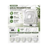 Tastech BWFN9 Masaüstü Şarjlı Fan 120 Hız Kademeli Ultra İnce Led Şarj Göstergeli Vantilatör Serinletici Mini Klima