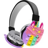 Tastech Çoçuklar Için Bluetooth Kulaklık Karikatür Popit Sd Kart Girişli Şarjlı Kablosuz Kulaklık