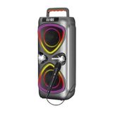 Tastech D78 Bluetooth Hoparlör, Şarjlı Kablosuz Taşınabilir, Mikrofonlu, LED Işıklı, Parti Speaker, SD Kart, USB, FM Radyo, Uzaktan Kumandalı, Koyu Gri