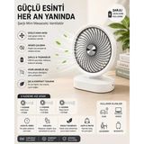 Tastech DD5007 Masaüstü Şarjlı Fan 3 Kademeli Taşınabilir Vantilatör Hafif Taşınabilir Serinletici Mini Klima Fan -Beyaz