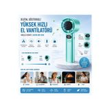 Tastech F-21 Şarjlı El Fanı Dijital Göstergeli Serinletici Fan 120 Kademe Hız Ayarı Pil Şarj Göstergesi Mini Vantilatör Klima F-21-VANTİLATÖR