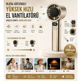 Tastech F-21 Şarjlı El Fanı Dijital Göstergeli Serinletici Fan 120 Kademe Hız Ayarı Pil Şarj Göstergesi Mini Vantilatör Klima -Sarı