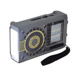 Tastech Fenerli Mini FM Radyo, Şarjlı Taşınabilir Solar Radio, Bluetooth Hoparlör, SD Kart, USB Girişli Speaker, Gri