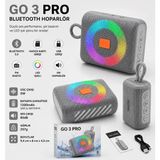Tastech Go3 Pro 5W Bluetooth Speaker Rgb LED Işıklı Tws Özellikli Fm Radyo Sd Kart USB Girişli Şarjlı Taşınabilir Hoparlör - Gri