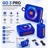 Tastech Go3 Pro 5W Bluetooth Speaker Rgb LED Işıklı Tws Özellikli Fm Radyo Sd Kart USB Girişli Şarjlı Taşınabilir Hoparlör - Lacivert