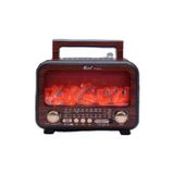 Tastech Güneş Enerjisi ve Elektrik ile Şarj Olabilen Şömine Nostaljik Görünümlü Radyo Bluetooth Hoparlör