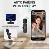 Tastech Ios Iphone Ipad Android Uyumlu Kablosuz Tekli Yaka Mikrofonu Lightning-Type C Girişli Youtube Video Canlı Yayın Yaka Mikrofonu