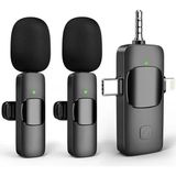 Tastech K15 Yaka Mikrofonu 2 Li Kablosuz Yaka Mikrofonu Ios, Android,3.5mm Jack Lightning Girişli Kamera, Usb-C , Video Kaydı, Vloglama, Youtube Uyumlu