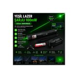Tastech Laser 303 Yeşil Lazer Şarjlı 100mw 532nm 8km Menzil Kilitli Anahtarlı 4800mah Şarjlı Pil Green Laser Pointer LASER-303