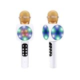 Tastech Led Işıkli Şarjlı Kablosuz Karaoke Mikrofon Bluetooth Hoparlör Ses Değiştirme Sd Kart Usb Girişli Beyaz TASTECHWS1816