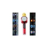 Tastech LED Işıklı Şarjlı Kablosuz Karaoke Mikrofon Bluetooth Hoparlör Ses Değiştirme Sd Kart USB Girişli - Kırmızı
