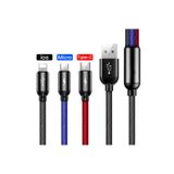 Tastech Lightning Iphone Micro Usb Type-c Hızlı Şarj Kablosu Çoklu Örgü Şarz Kablosu Tüm Cep Telefonlara Uyumlu 120CM 3 in 1 Kablo U35-KABLO
