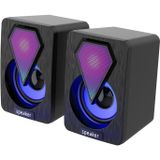 Tastech Mini Bilgisayar Hoparlörü, RGB LED Işıklı, Gaming, 3.5mm Jack, USB, 1+1 Ses Sistemi, Siyah