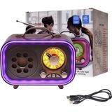 Tastech Mini Nostaljik Radyo Rgb LED Işıklı Bluetooth Hoparlörsd Kart USB Girişli Şarjlı Speaker