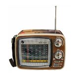 Tastech Mini Retro Radyo KTF-1641, SD Kart, USB, Bluetooth, Şarjlı Hoparlör, Kahverengi
