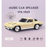 Tastech Nostaljik Araba Şeklinde Bluetooth Hoparlör Sd Kart USB Fm Radyolu Şarjlı LED Işıklı Speaker - Bej