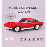 Tastech Nostaljik Araba Şeklinde Bluetooth Hoparlör Sd Kart USB Fm Radyolu Şarjlı LED Işıklı Speaker-Kırmızı