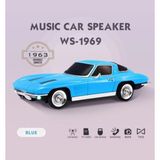 Tastech Nostaljik Araba Şeklinde Bluetooth Hoparlör Sd Kart USB Fm Radyolu Şarjlı LED Işıklı Speaker-Mavi