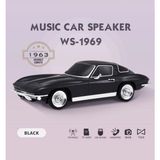 Tastech Nostaljik Araba Şeklinde Bluetooth Hoparlör Sd Kart USB Fm Radyolu Şarjlı LED Işıklı Speaker-Siyah