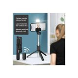 Tastech R1S Selfie Çubuğu Led Işıklı Bluetooth Kumandalı Özçekim Sopası Yatay Dikey Kullanılabilen Tripod