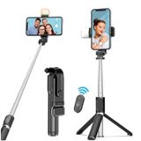 Tastech R1S-SELFİE Selfie Çubuğu, LED Işıklı, Bluetooth Kumandalı, Tripod, Siyah
