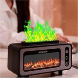 Tastech Retro Şömine Görünüm Oda Hava Nemlendirici Buhar Makinesi Aroma Terapi Difüzör 200 ml Humidifier - Siyah