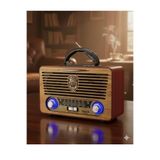 Tastech ŞARJLI NOSTALJİK RETRO RADYO SD KART USB BLUETOOTH FM RADYOLU TAŞINABİLİR KABLOSUZ HOPARLÖR M-115BT
