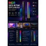 Tastech Sese Duyarlı Rgb LED Işık Ritim Işığı 32 Bit Göstergeli Araba/pc/tv/oda/masaüstü Için Renkli LED Işık Şarjlı Ekolayzır Işık Çubuğu